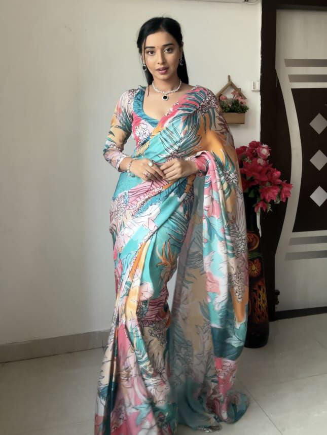 Party Wear Ready To Wear Multi Color Saree