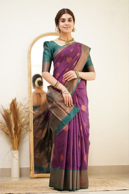 Purple Color Coper Design Classic Saree