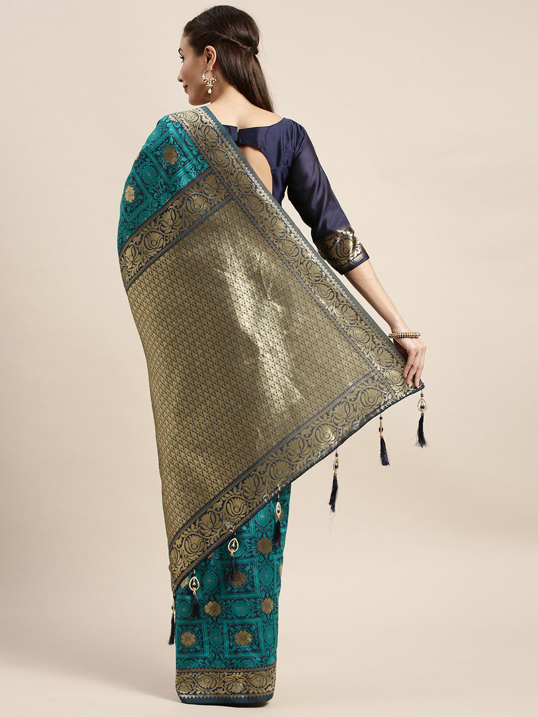 Sea Green Color Banarasi Silk Designer Saree