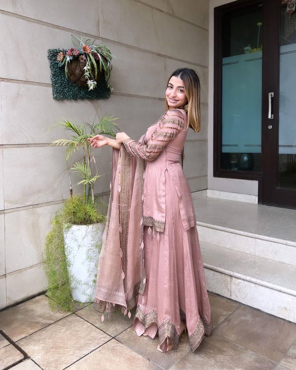 Outstanding Light Pink Color Sharara Suit