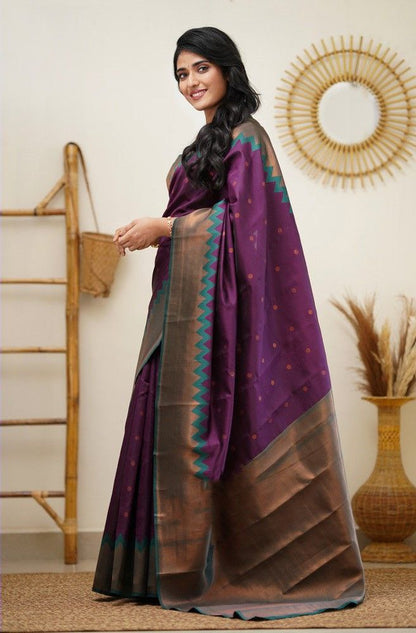 Stunning Purple Color Jacquard Border Silk Saree