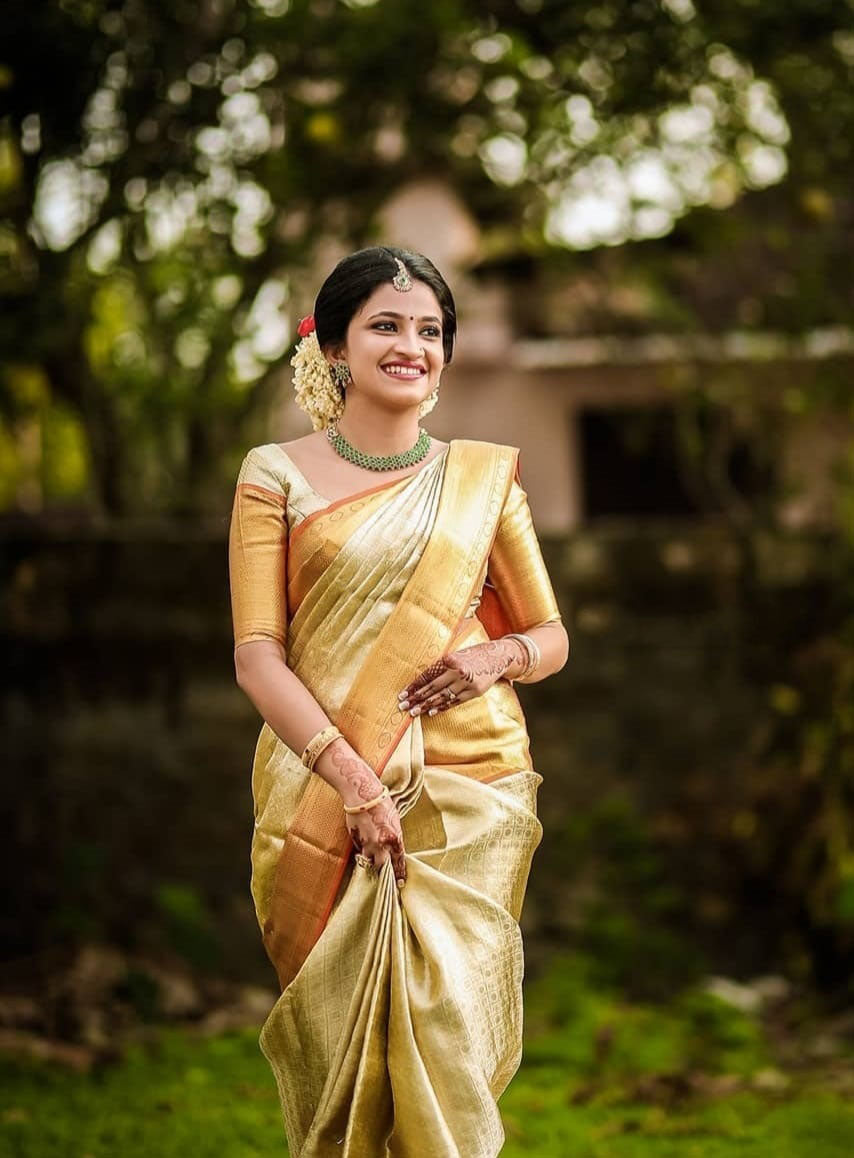 Function Wear Off-white And Red Color Saree