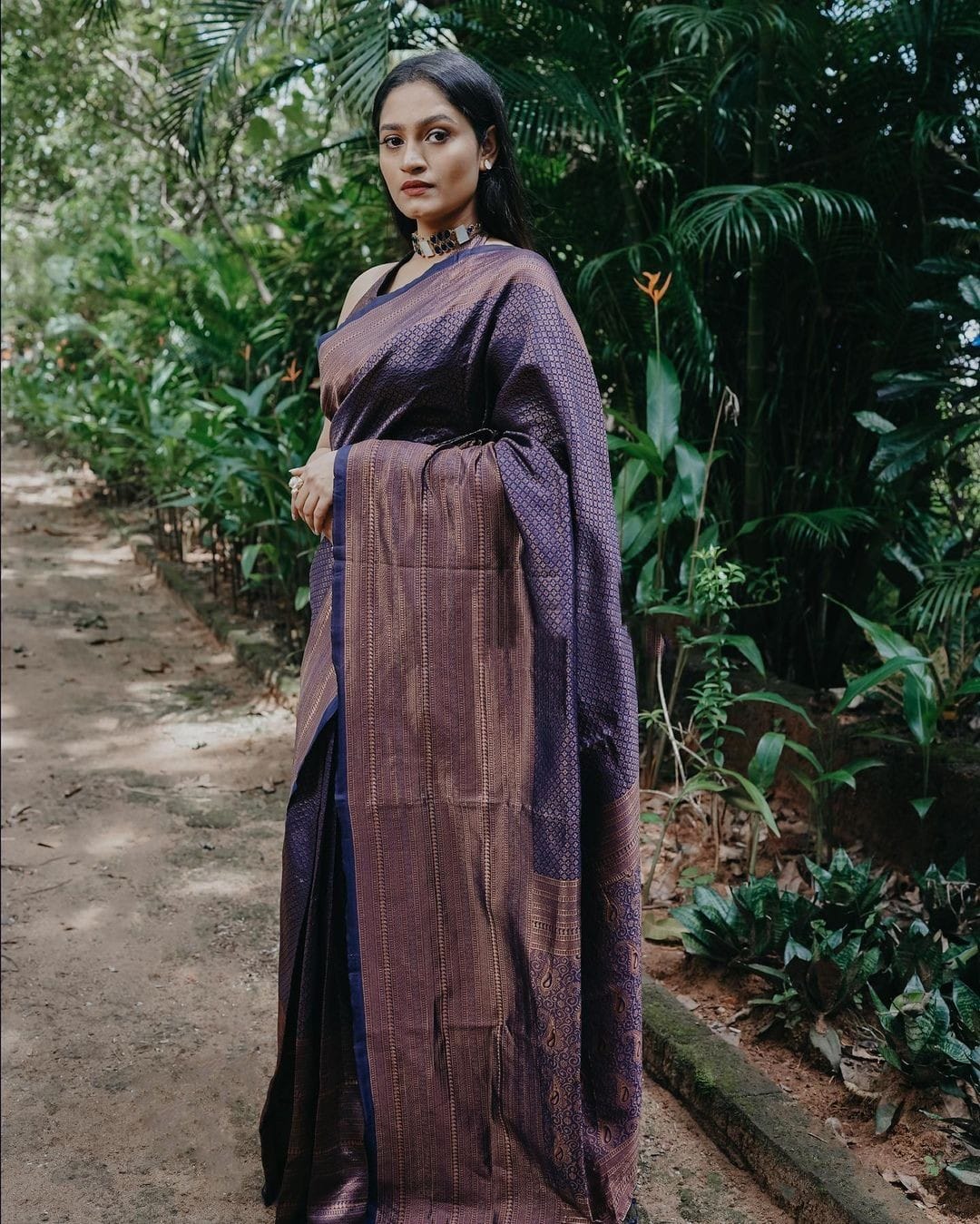 Captivating Blue Color Coper Design Saree