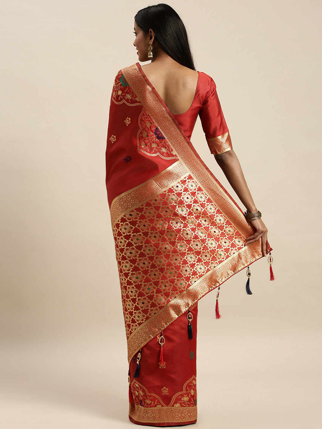 Designer Red Color Banarasi Silk Saree