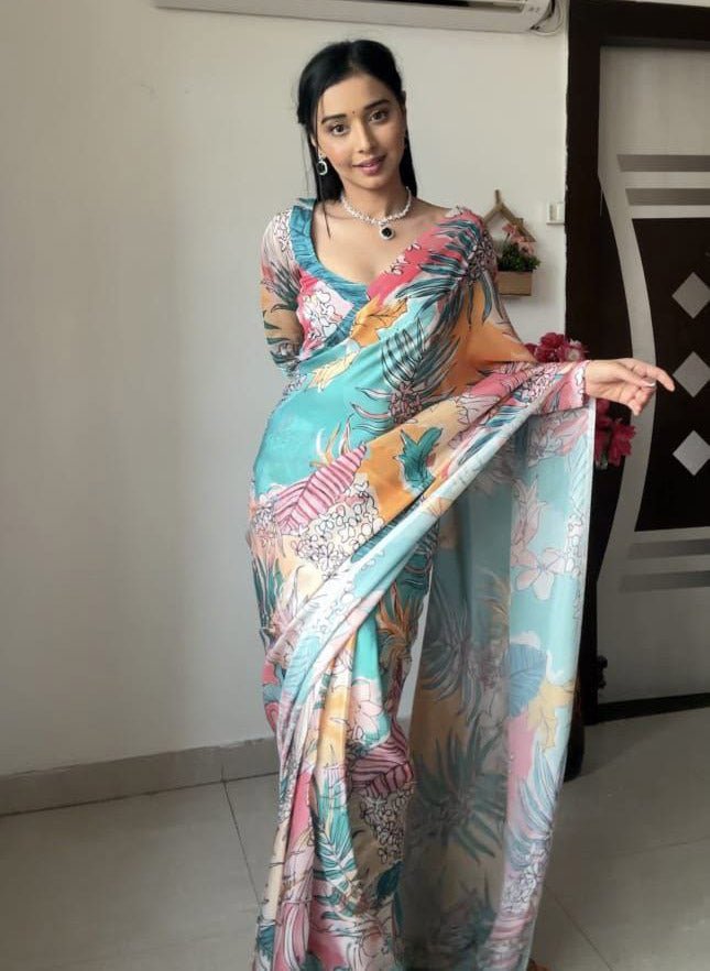 Party Wear Ready To Wear Multi Color Saree