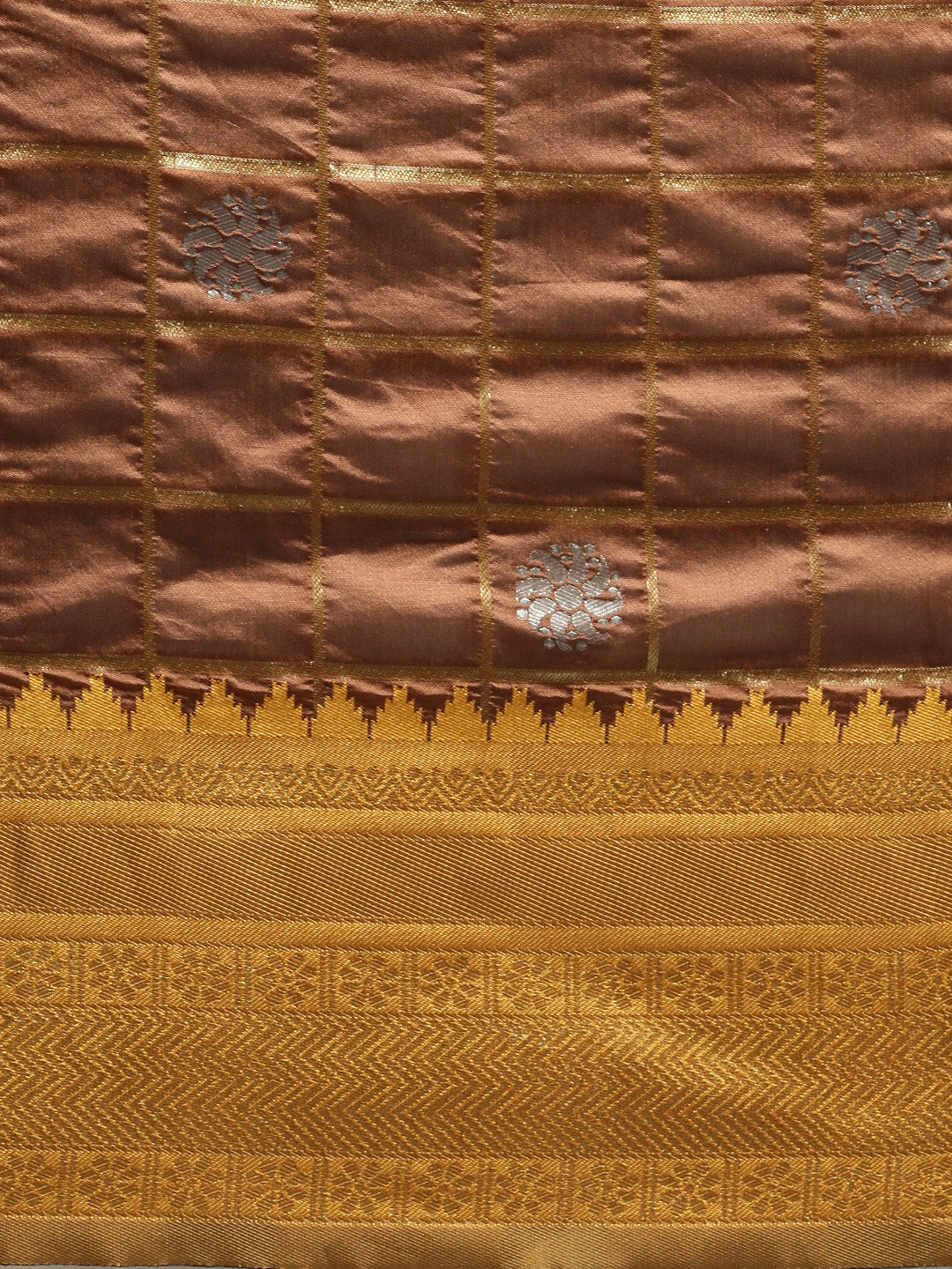 Ceremony Wear Brown And Yellow Banarasi Silk Saree