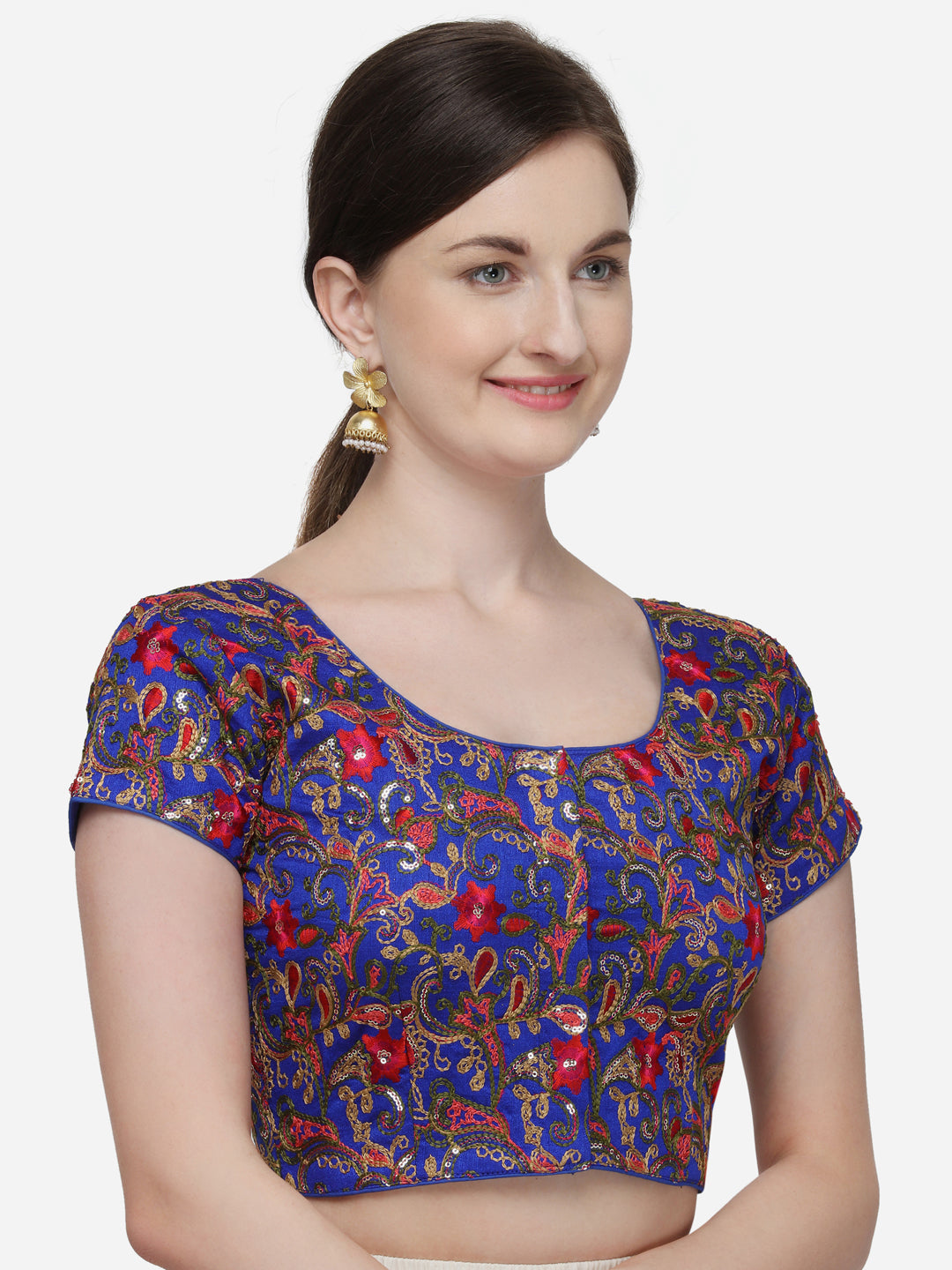 Amazing Blue color Embroidered And Sequines Work Silk Blouse