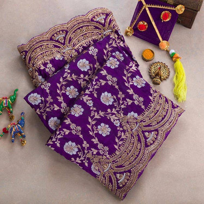 Wonderful Purple Color Gotapatti Work Saree