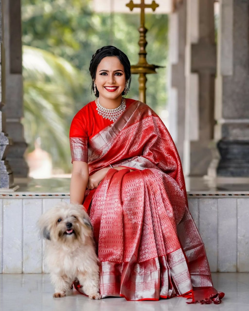 Blissful Red Color Rich Pallu Jacquard Border Saree