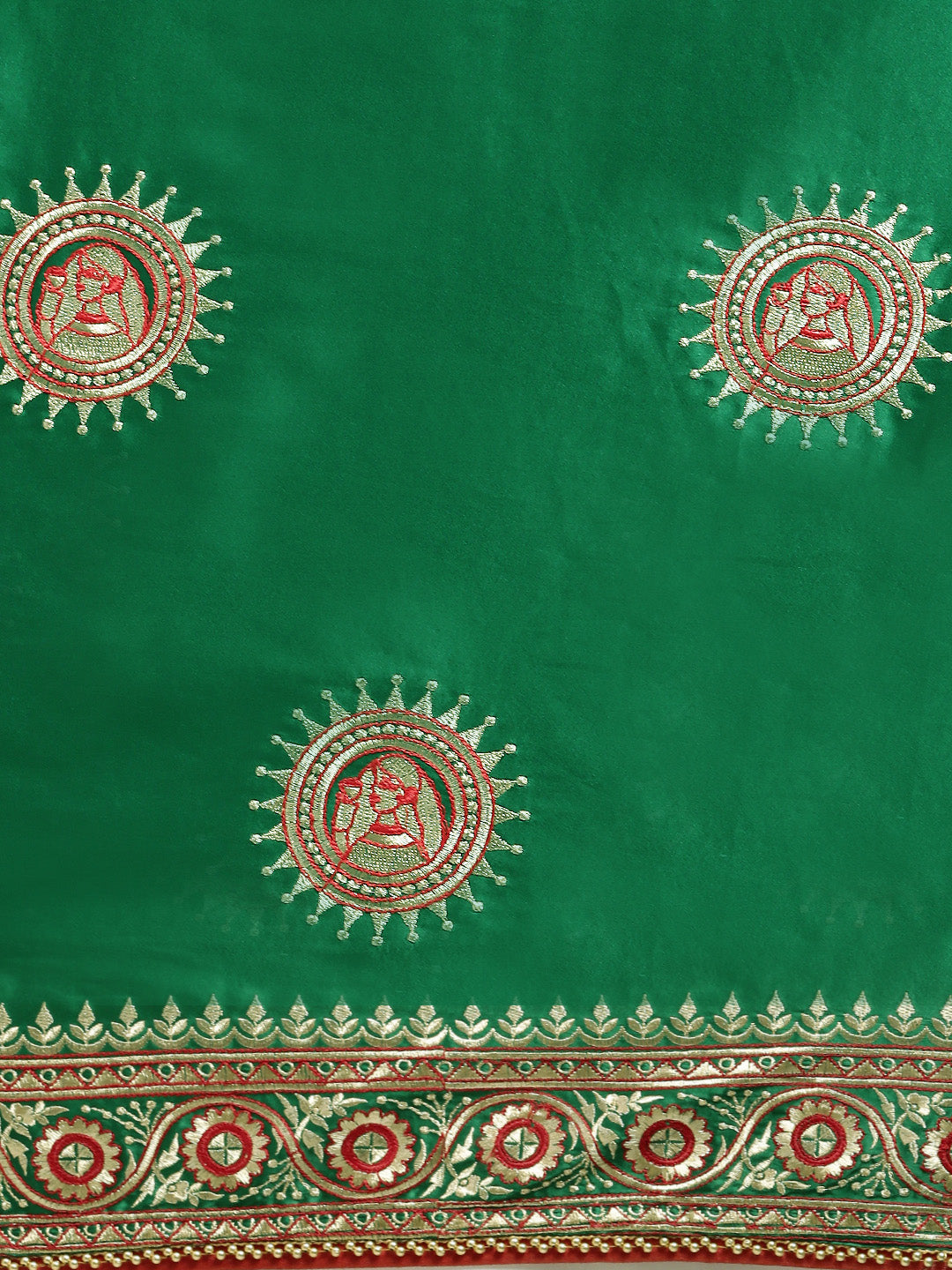 Heavy Dark Green Color Embroidered Saree