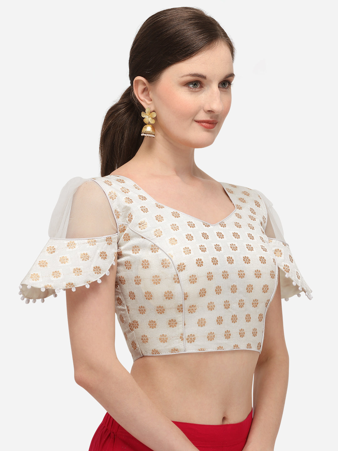 Stylish Off White Color Printed Blouse