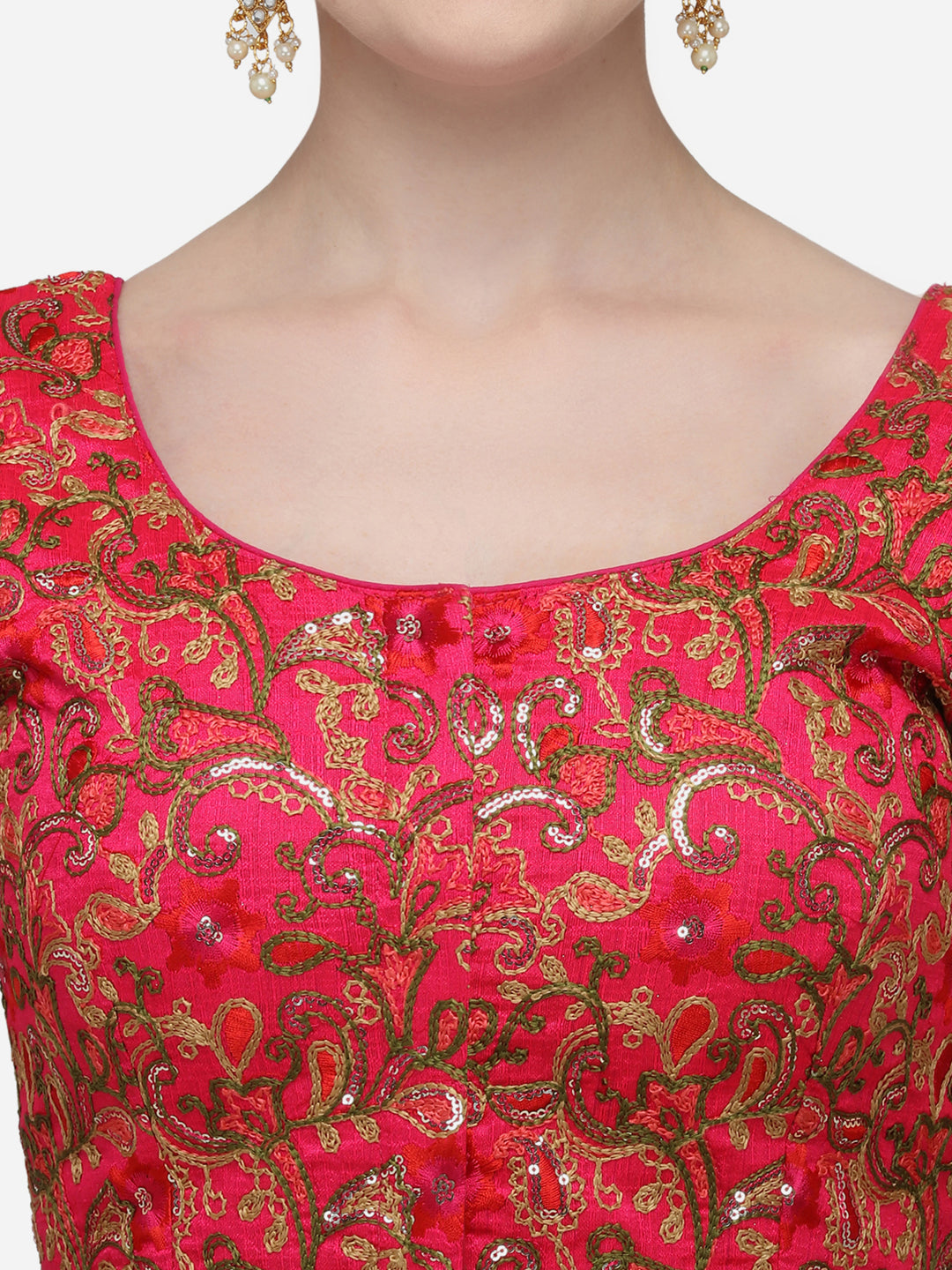 Amazing Pink color Embroidered And Sequines Work Silk Blouse