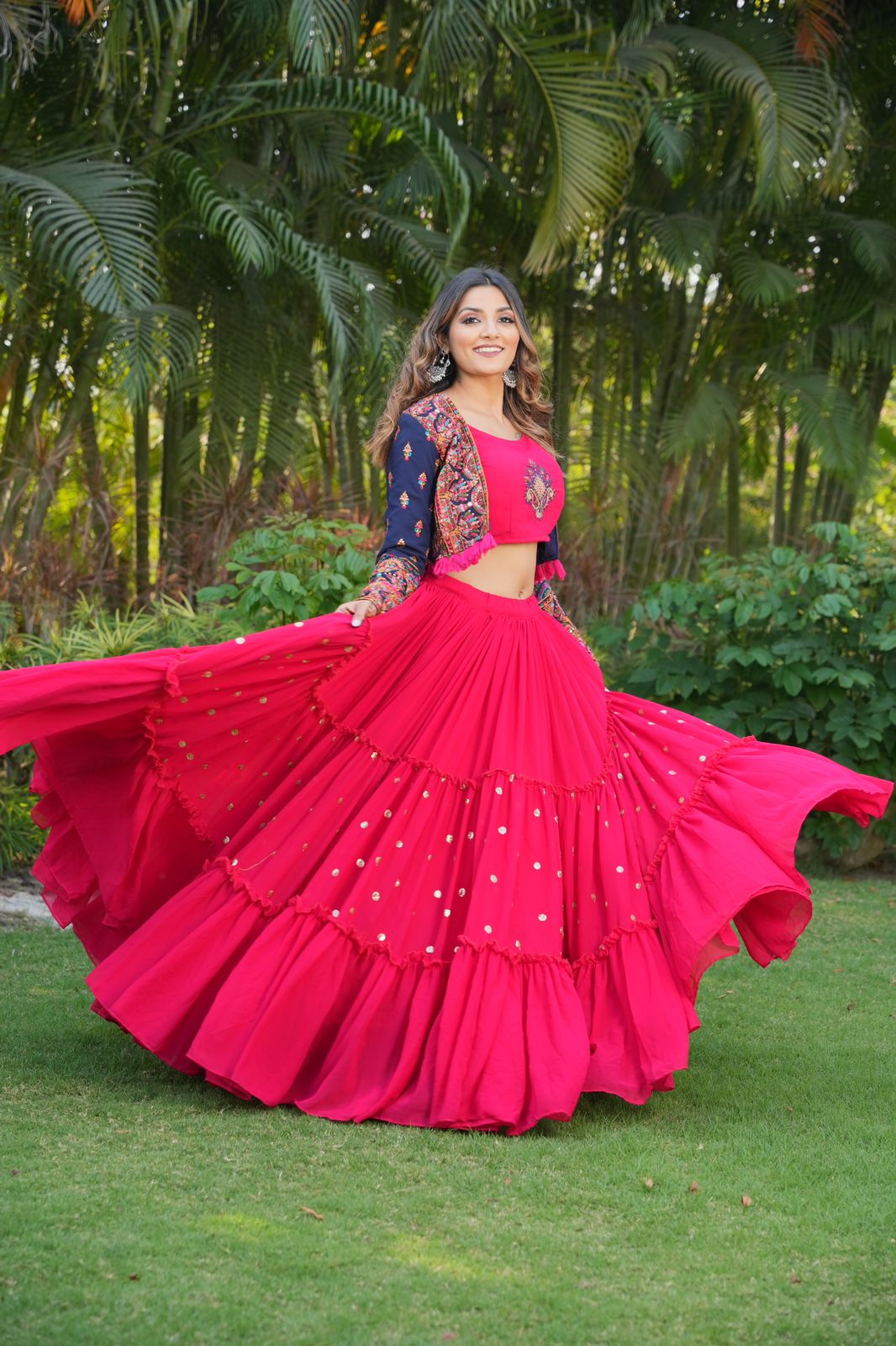 Outstanding Pink Color Lehenga Choli With Jacket