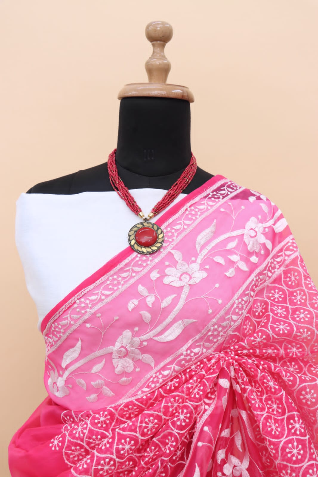 Mesmerizing Pink Color Organza Saree