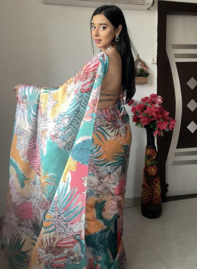 Party Wear Ready To Wear Multi Color Saree