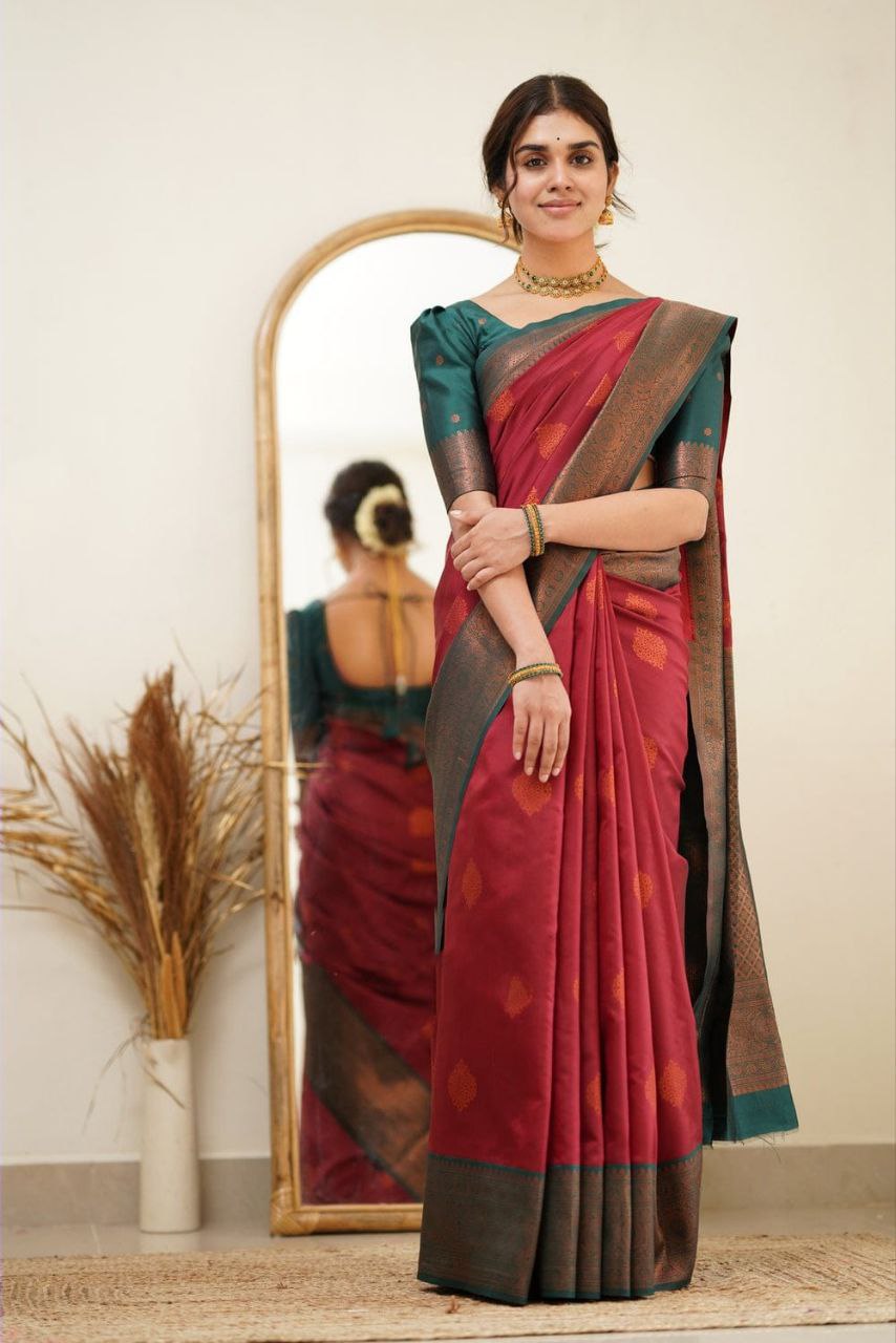 Maroon Color Coper Design Classic Saree