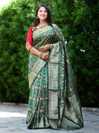 Handloom Silk Green Color Rich Pallu Saree