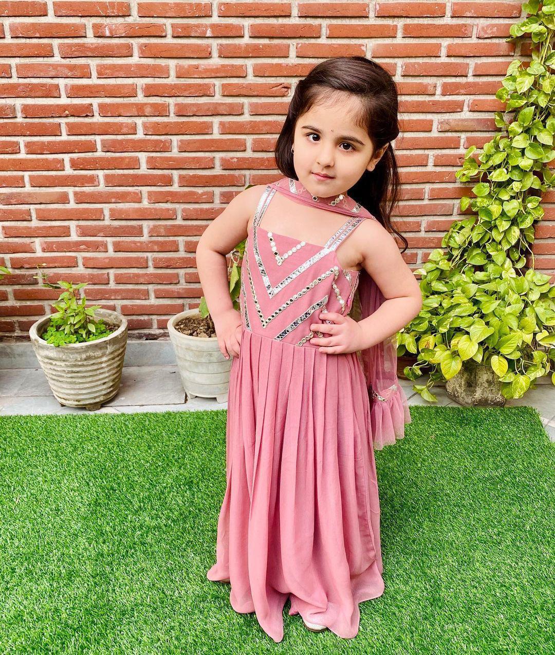 Peach Color Party Wear Gown for kids