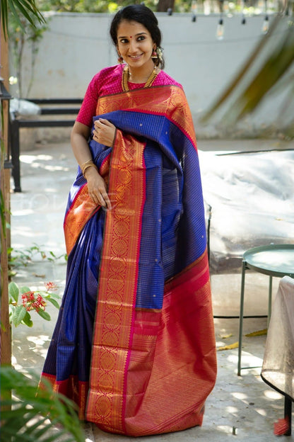 Awesome Blue Color Soft Lichi Silk Saree