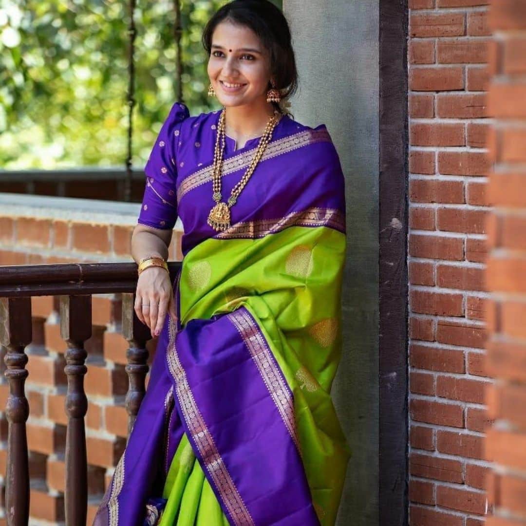 Glorious Parrot Green Color Soft Lichi Silk Saree