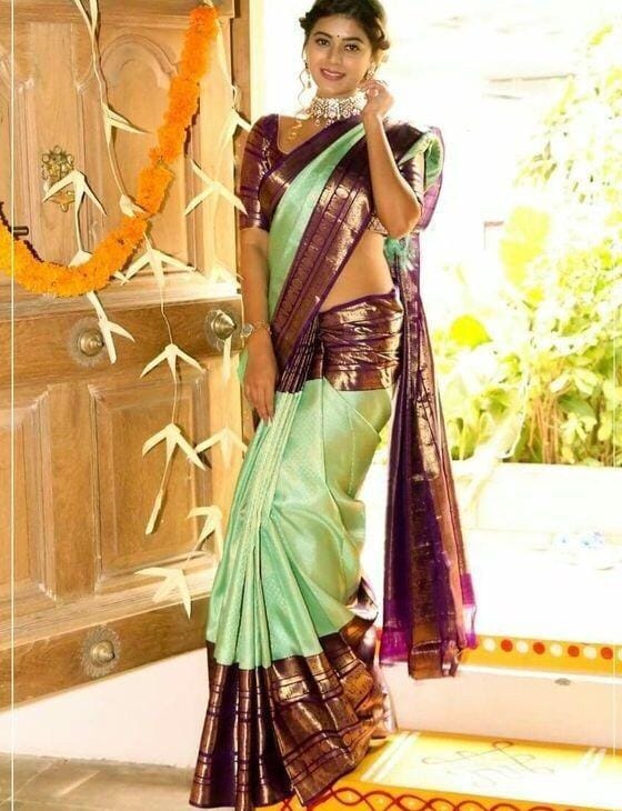 Rama Color Soft Lichi Silk Delightful Saree