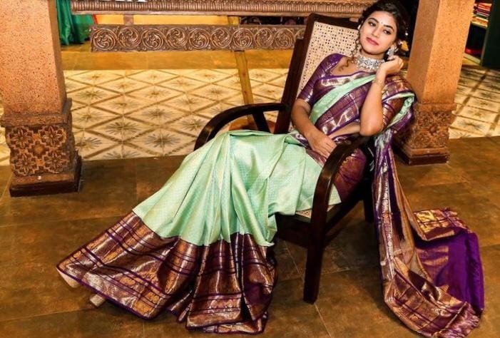 Rama Color Soft Lichi Silk Delightful Saree