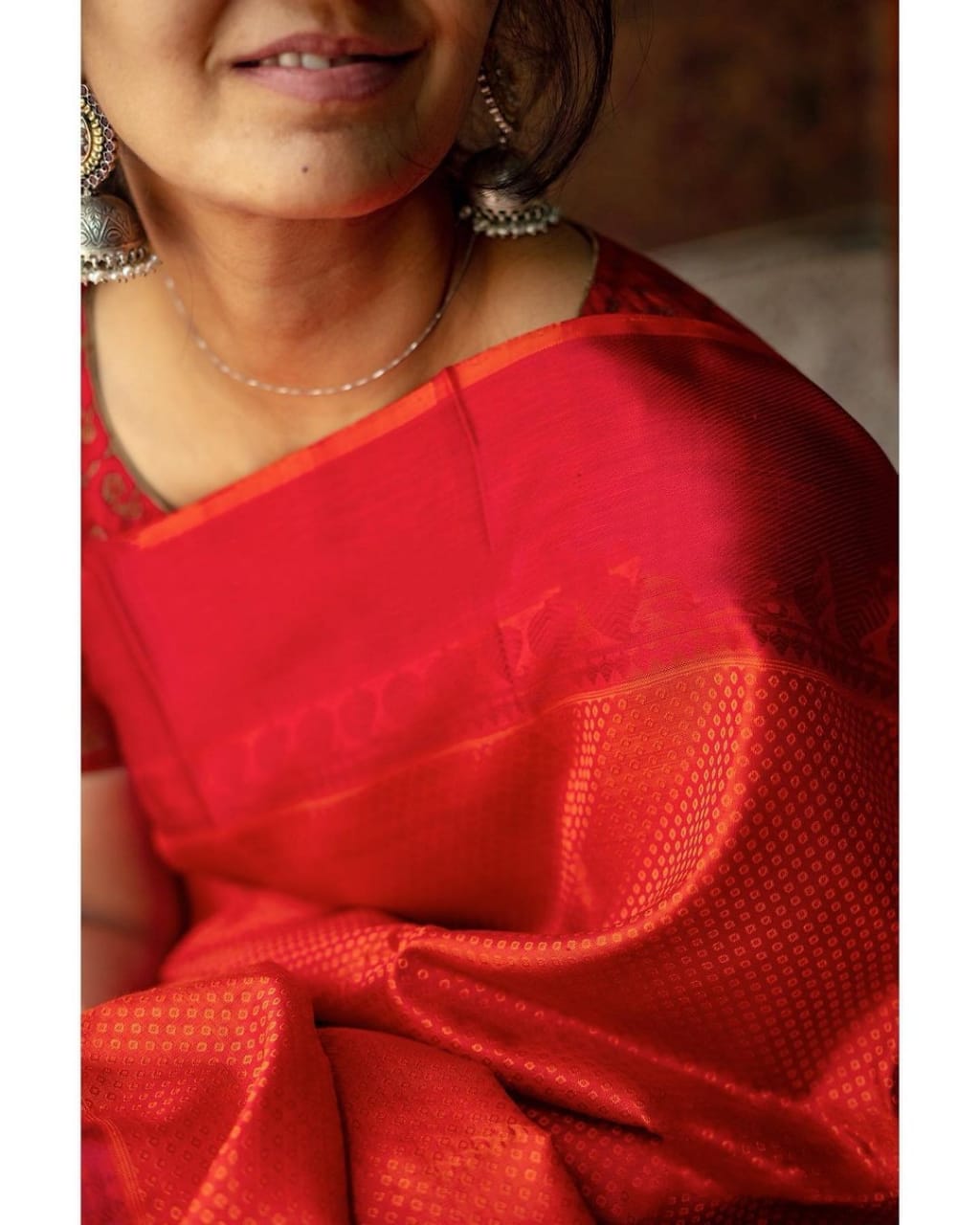 Delightful Red  Color Soft Lichi Silk Saree