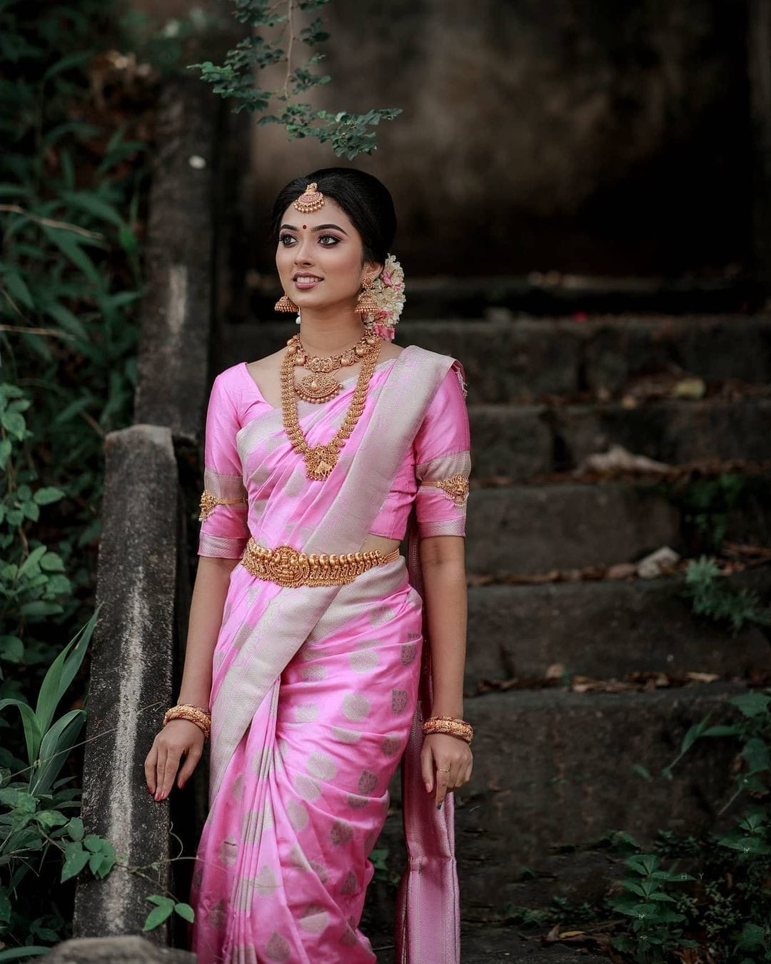 Stylish Light Pink Color Lichi Silk Silver Jari Saree