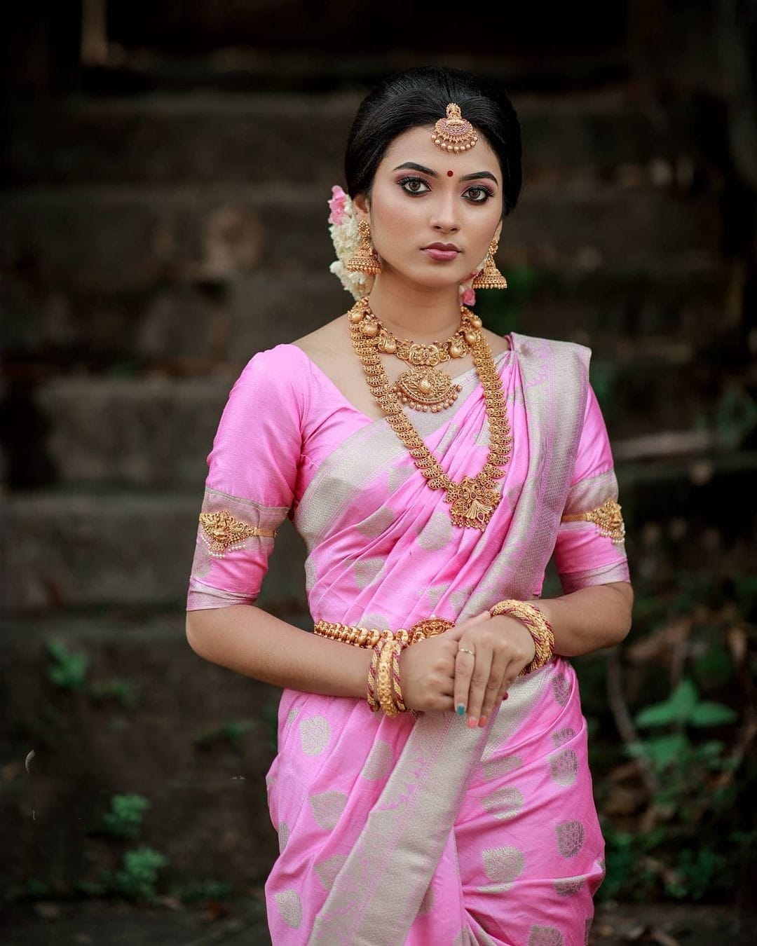 Stylish Light Pink Color Lichi Silk Silver Jari Saree