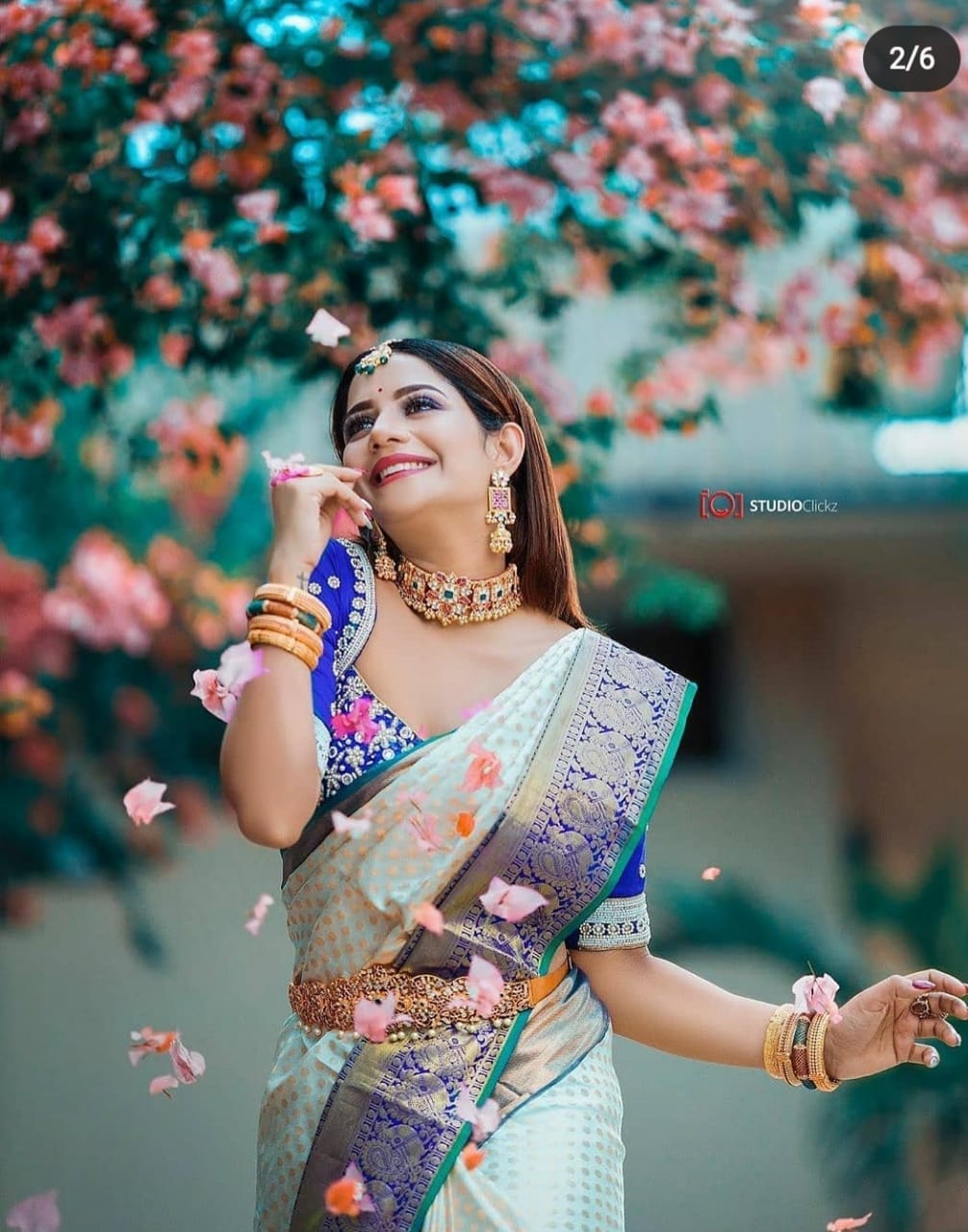 White With Blue Color Function Wear Soft Silk Saree