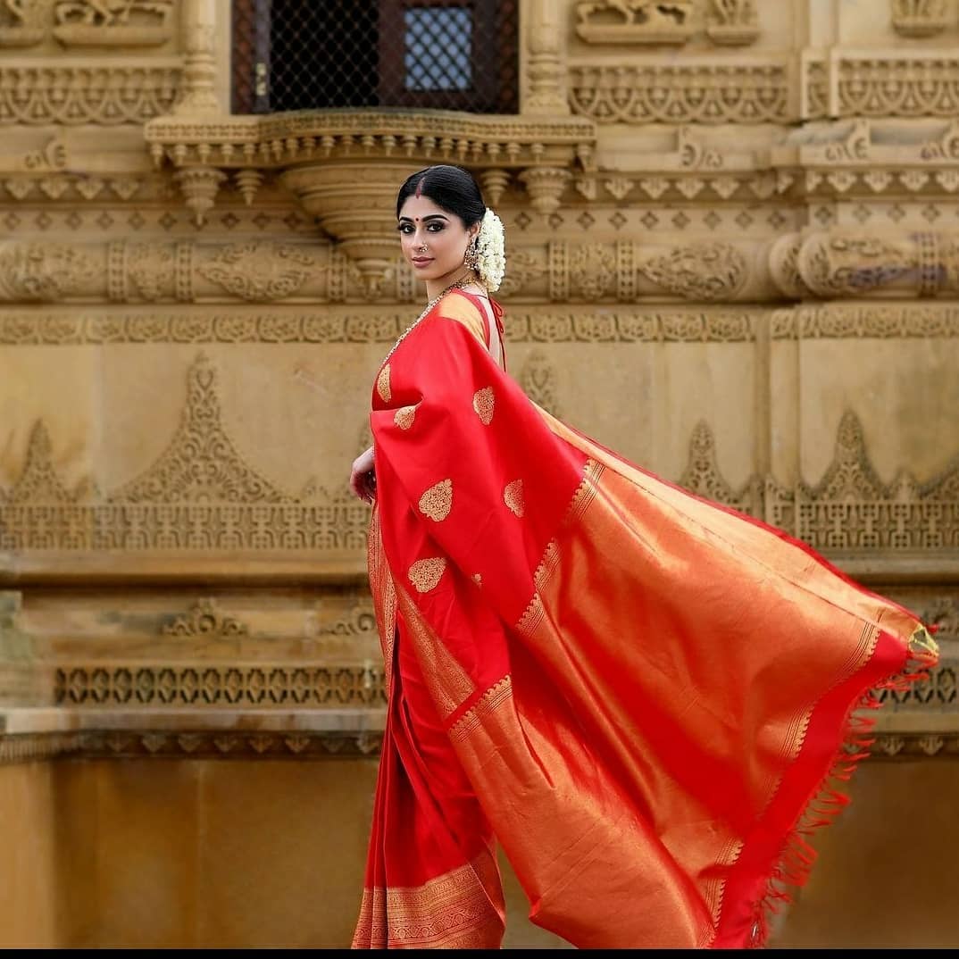 Shining Soft Silk Red Color Function Wear Saree