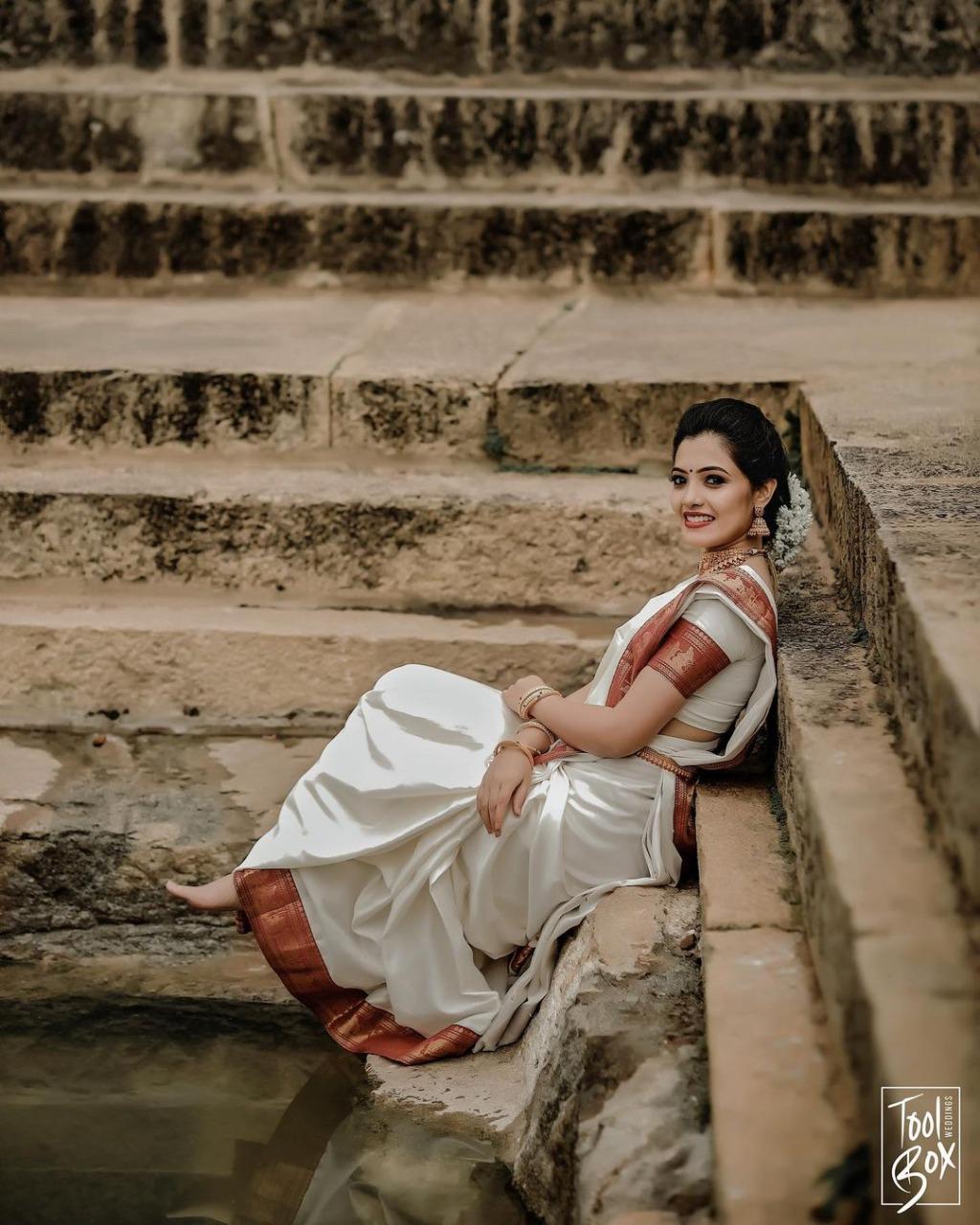 White Color Soft Lichi Silk Golden Zari Saree