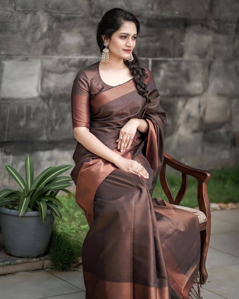 Wonderful Brown Color Banarasi Silk Saree