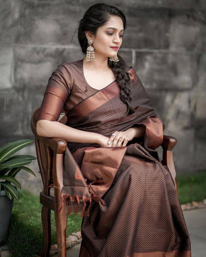 Wonderful Brown Color Banarasi Silk Saree