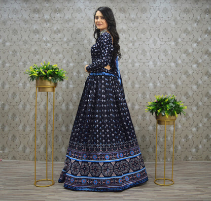 Pretty Navy Blue Color Digital Printed Lehenga Choli