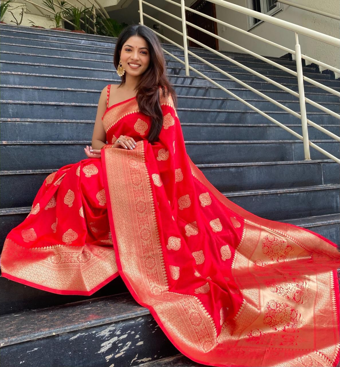 Wedding Wear Red Color Soft Silk Gorgeous Saree