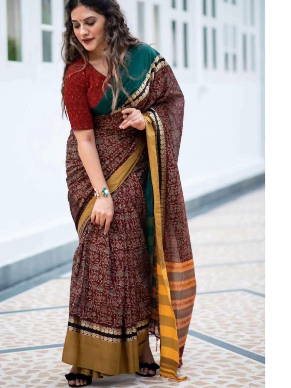 Maroon Color Soft Cotton Silk Pretty Saree