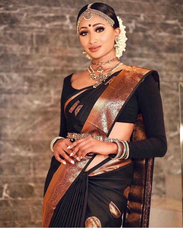 Stunning Black Color Printed Soft Cotton Silk Saree