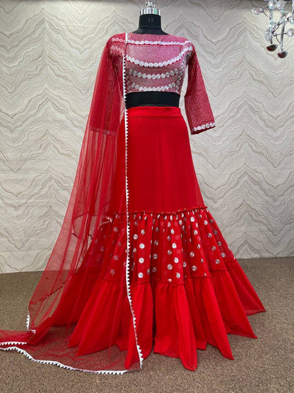 Fantastic Red Color Embroidery Work Lehenga Choli