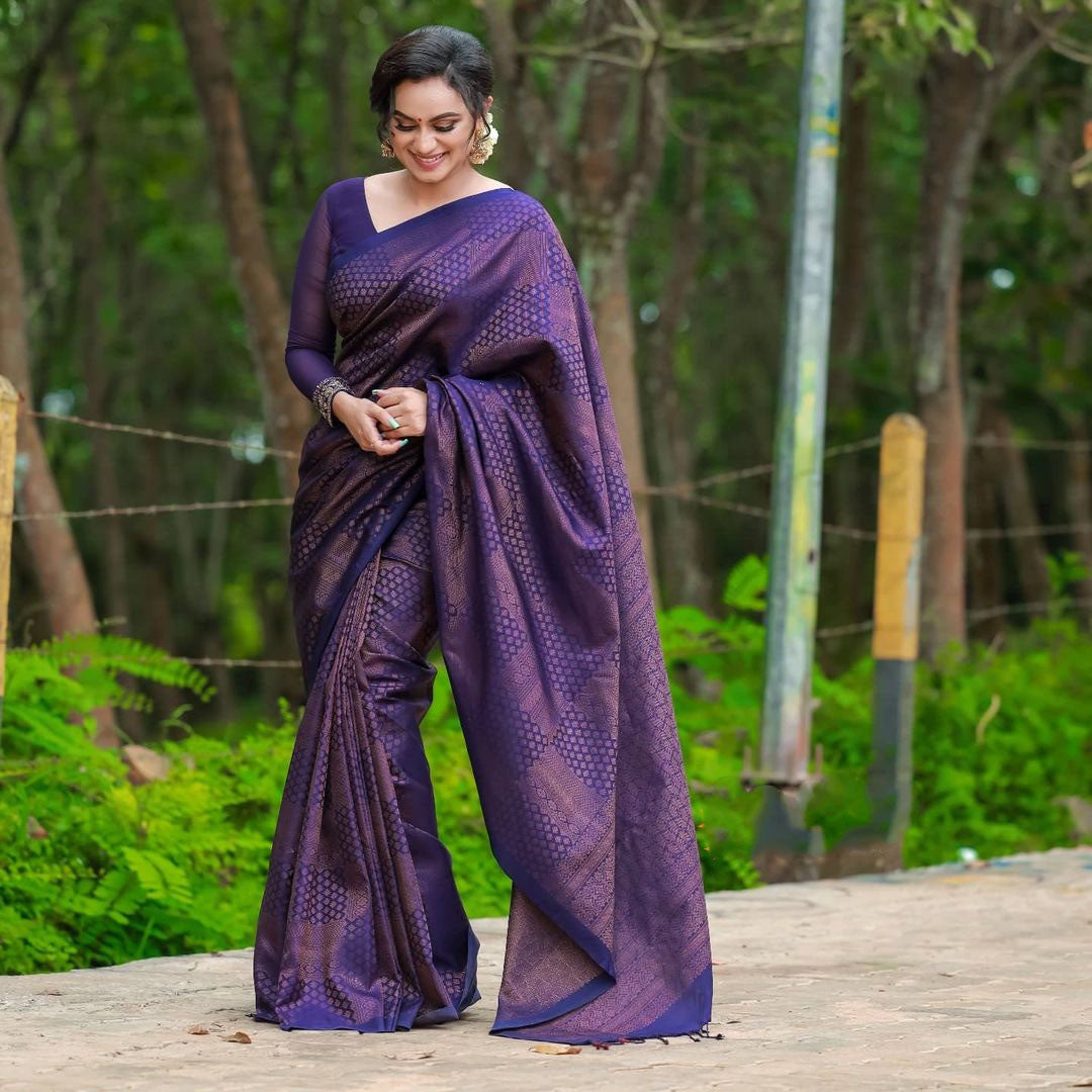 Wonderful Purple Color Soft Banarasi Silk Saree