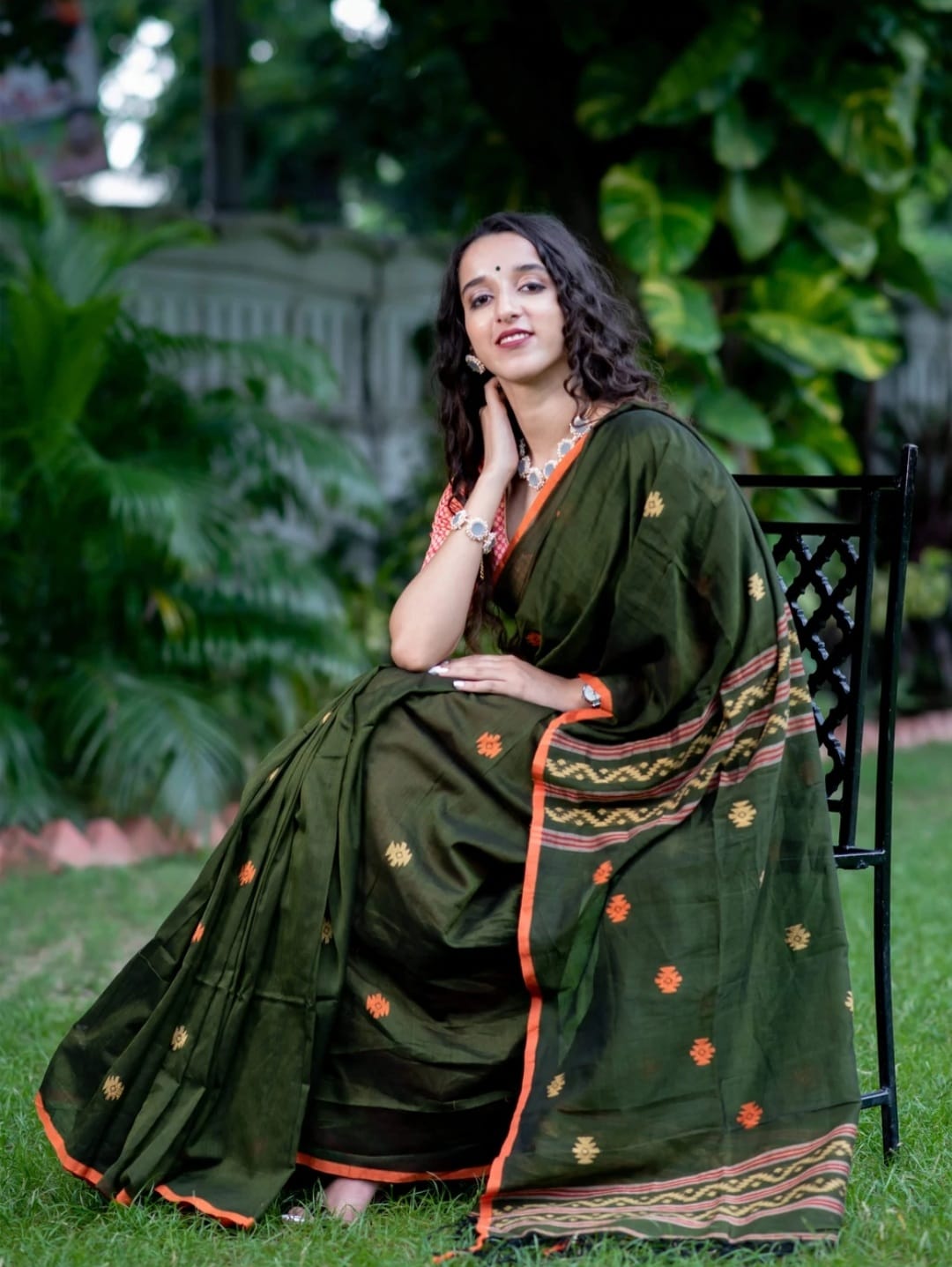 Stylish Dark Green Color Soft Cotton Silk Saree