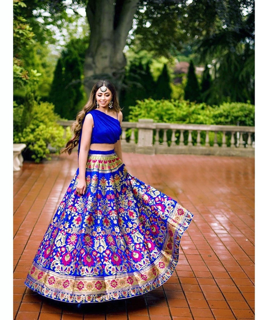 Blue Color Zari Weaving Banarasi Silk  Lehenga Choli