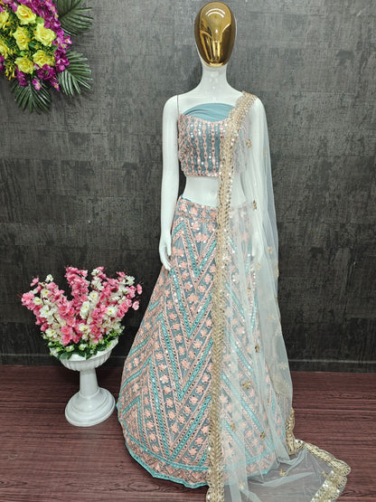 Heavy Sequence Work Net Lehenga Choli