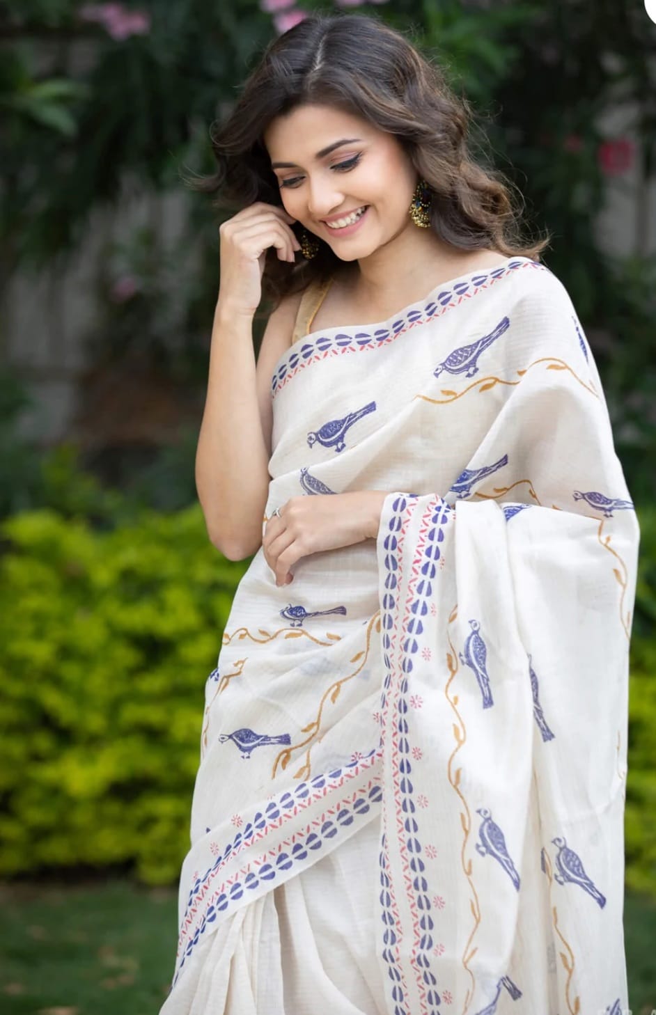 Cotton Silk White Color Gorgeous Saree