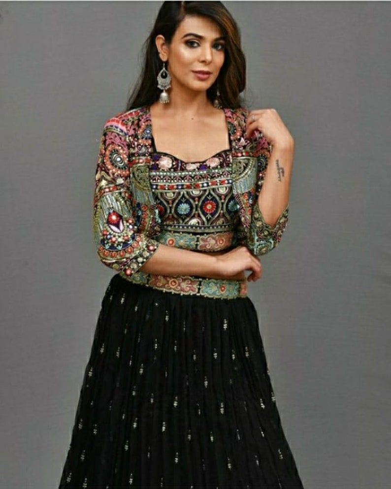 Function Wear Black Color Lehenga Choli With shrug