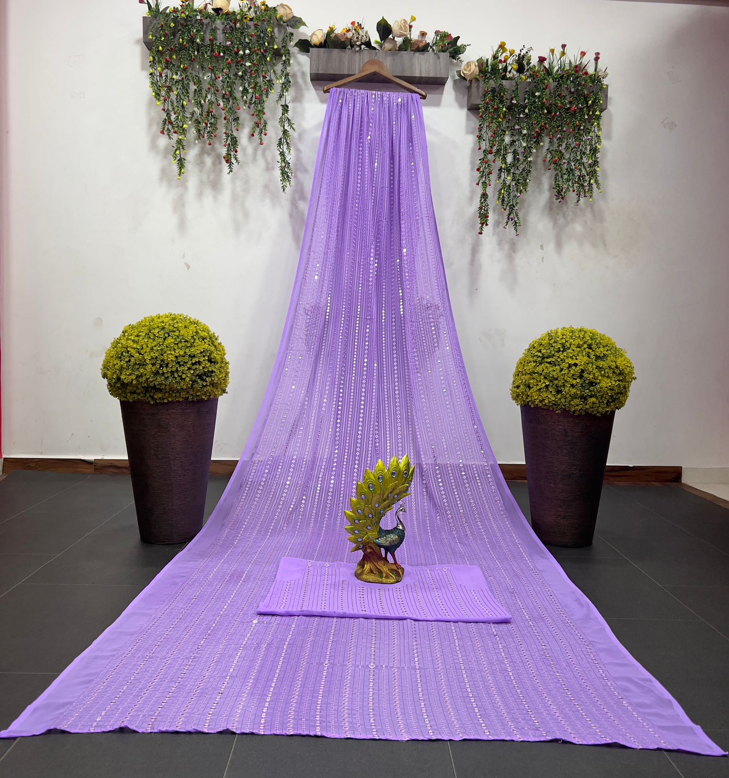 Delightful Sequence Work Lavender Color Saree