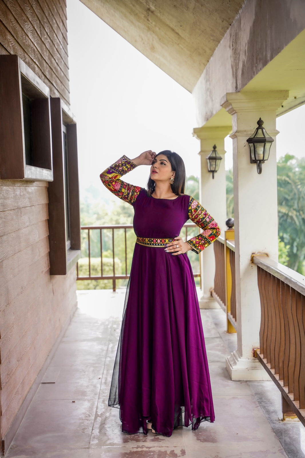 Beautiful Wine Color Sequence Embroidery work Gown – TANHAI