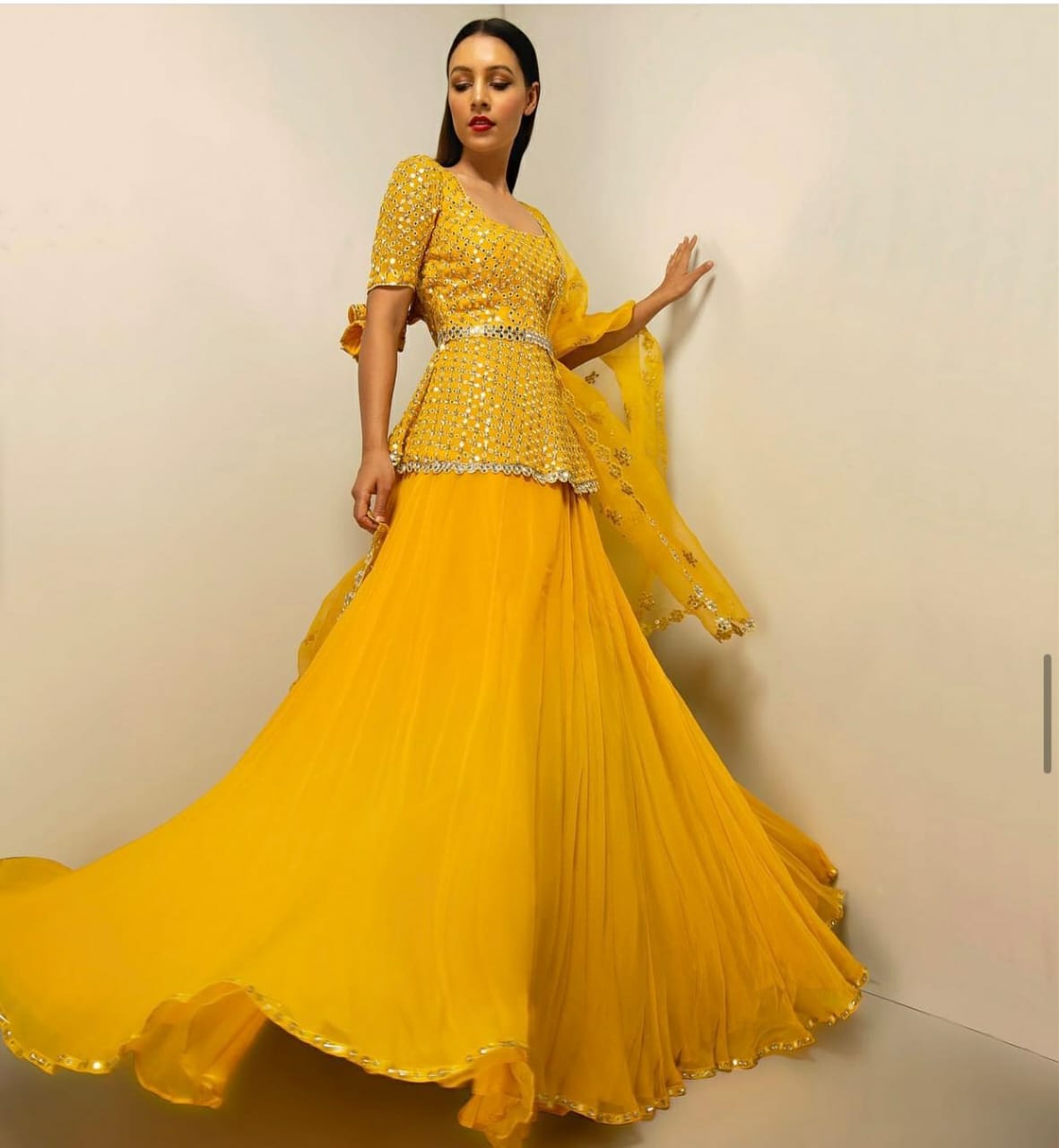 Haldi Function Wear Yellow Color Work Lehenga With Top