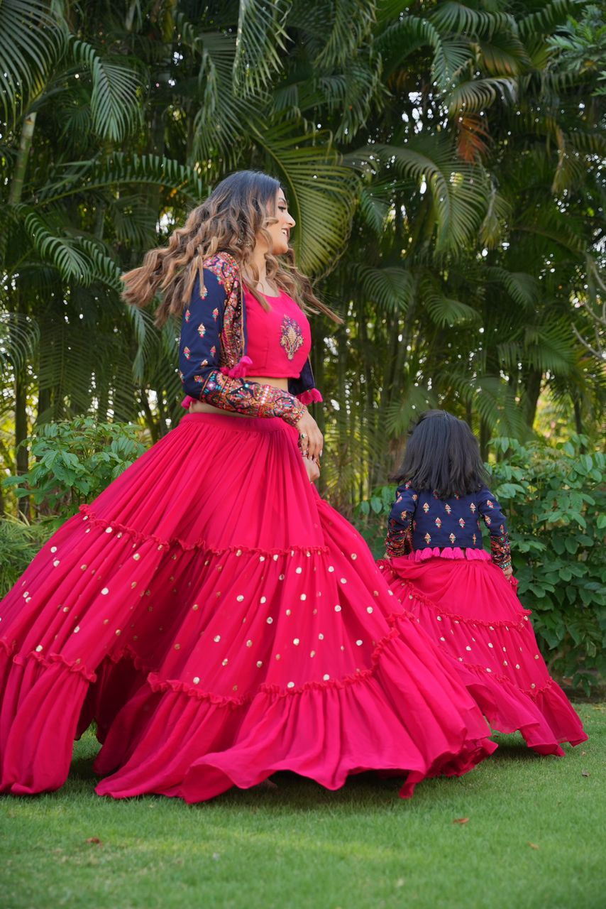 Outstanding Pink Color Lehenga Choli With Jacket