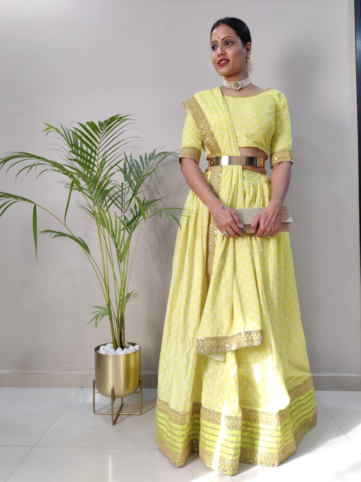 Ceremony Wear Yellow Color Lehenga Choli